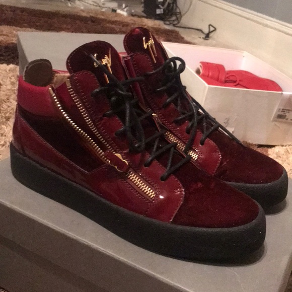Men’s Midtop Giuseppe Zanotti- Burgundy Velvet - Picture 3 of 6